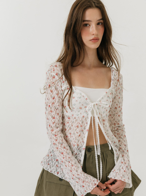 FLOWER STRAP CARDIGAN / WHITE