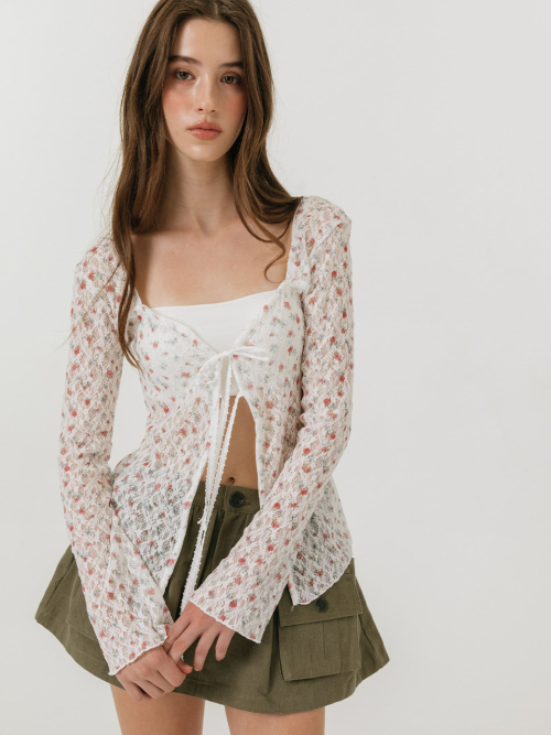 FLOWER STRAP CARDIGAN / WHITE