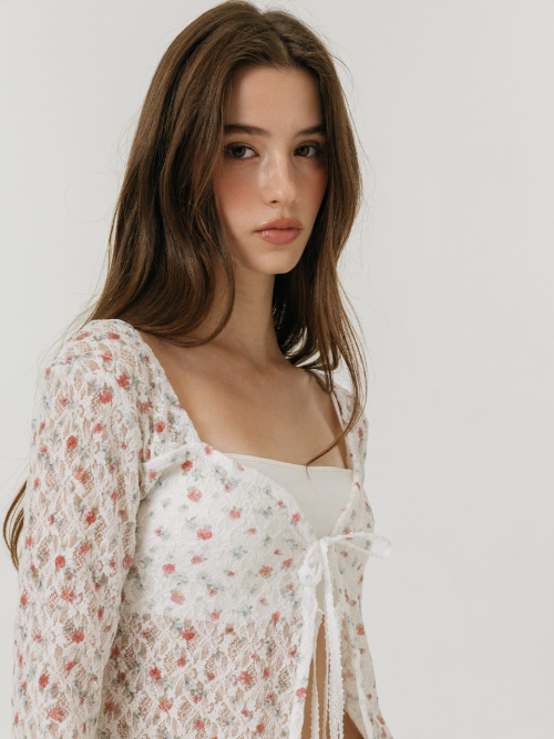 FLOWER STRAP CARDIGAN / WHITE