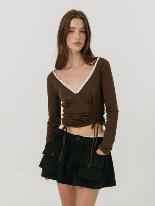 BUTTON CARGO SKIRT / BLACK