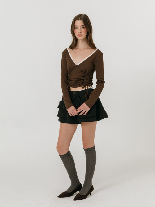 BUTTON CARGO SKIRT / BLACK
