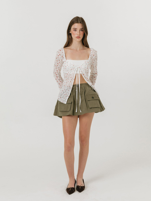 BUTTON CARGO SKIRT / KHAKI