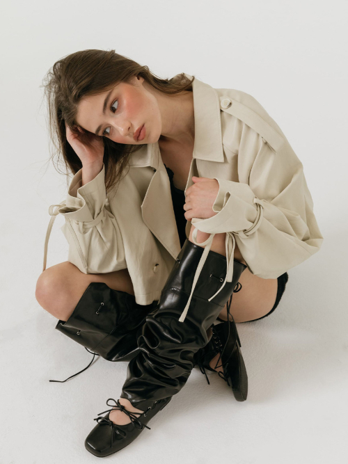 STRAP FLAT BOOTS / BLACK