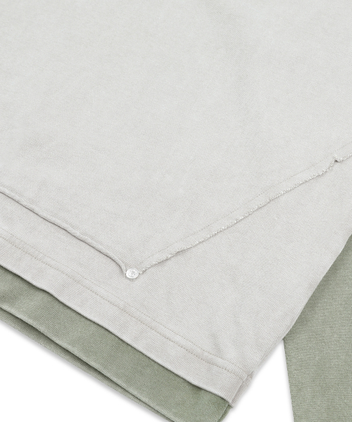 XTT170 래글런 헨리넥 워싱 크롭 후디 (KHAKI)