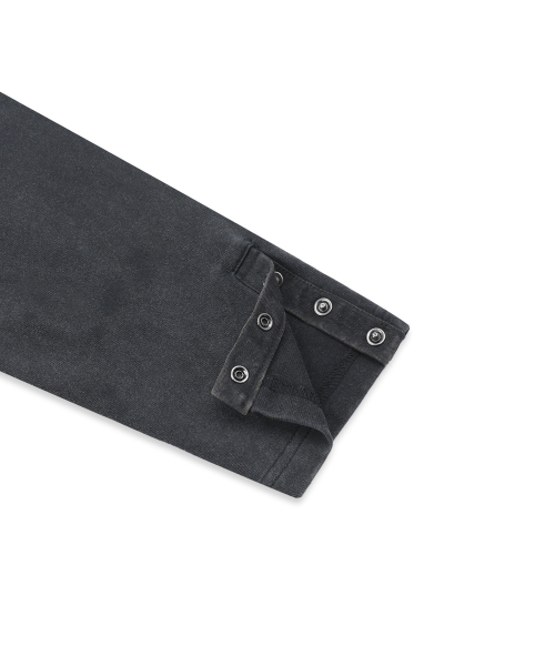 XTT170 래글런 헨리넥 워싱 크롭 후디 (BLACK)