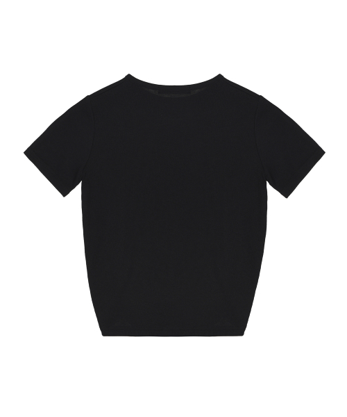 SHIRRING HALF TOP_BLACK