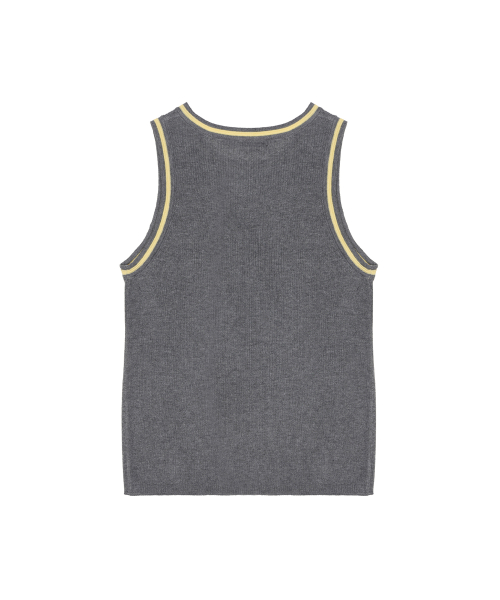 MINIMAL RIBBED SLEEVELESS TOP_CHARCOAL