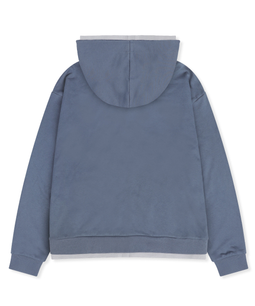 XTT169 핑거홀 와플 레이어드 크롭 후드 집업 (NAVY)