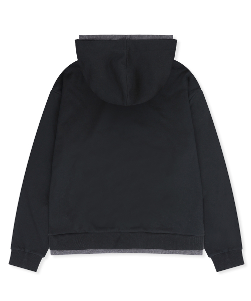 XTT169 핑거홀 와플 레이어드 크롭 후드 집업 (BLACK)