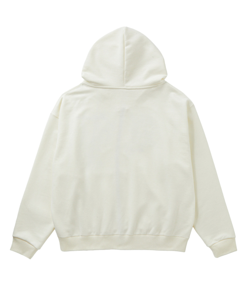 APPLIQUE ABLE OVERSIZE HOOD ZIP UP IN IVORY