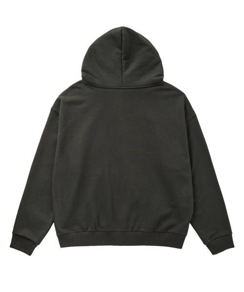 APPLIQUE ABLE OVERSIZE HOOD ZIP UP IN CHARCOAL