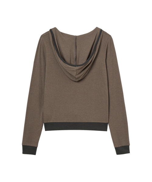 V-NECK HOODIE IN KHAKI