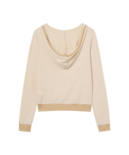 V-NECK HOODIE IN BEIGE