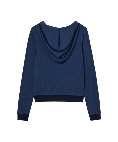 V-NECK HOODIE IN NAVY