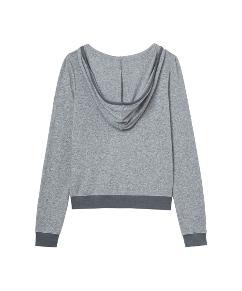 V-NECK HOODIE IN MELANGE GREY