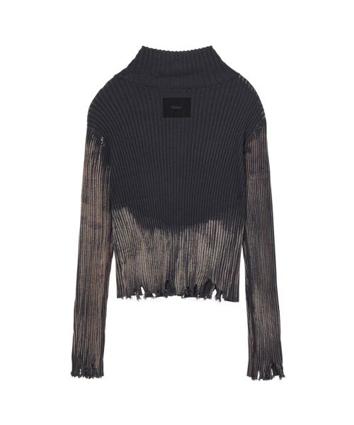 BRUSH RIBBED KNIT ZIP UP IN CHARCOAL