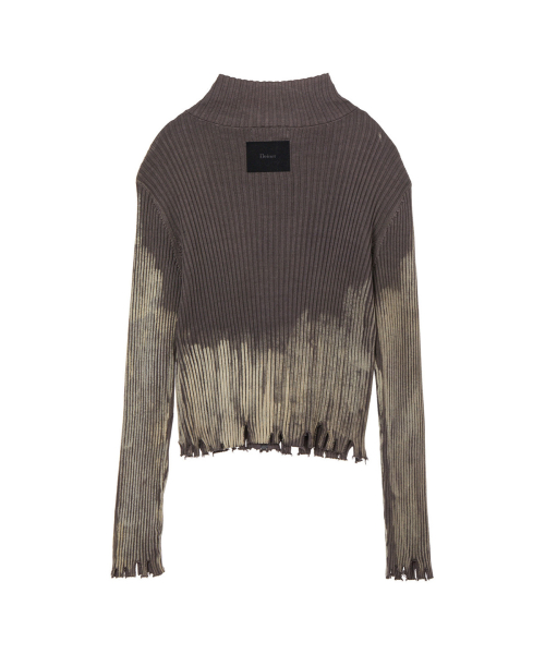 BRUSH RIBBED KNIT ZIP UP IN BROWN