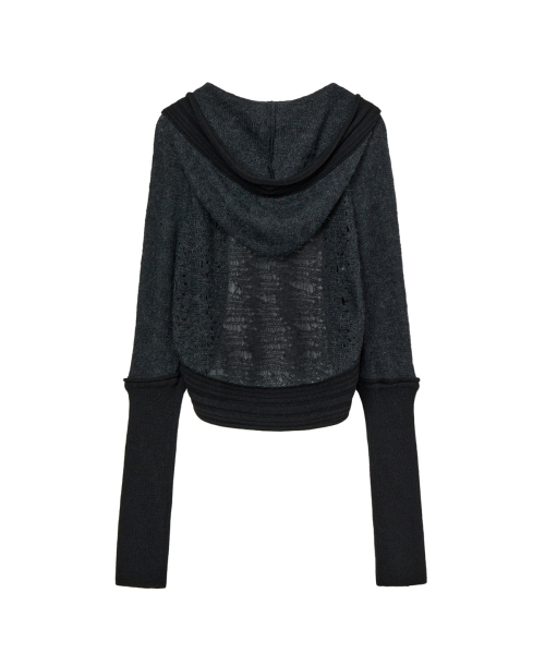 DISTRESSED SLEEVE WARMER BOLERO KNIT IN BLACK