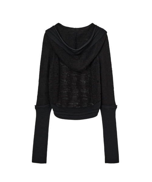 DISTRESSED SLEEVE WARMER BOLERO KNIT IN CHARCOAL