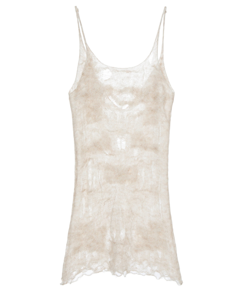 DISTRESSED KNIT VEST IN ASH BEIGE