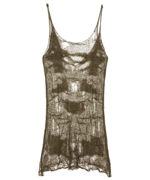 DISTRESSED KNIT VEST IN KHAKI