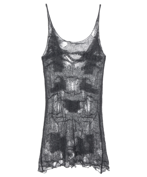 DISTRESSED KNIT VEST IN CHARCOAL