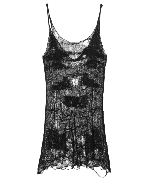 DISTRESSED KNIT VEST IN BLACK