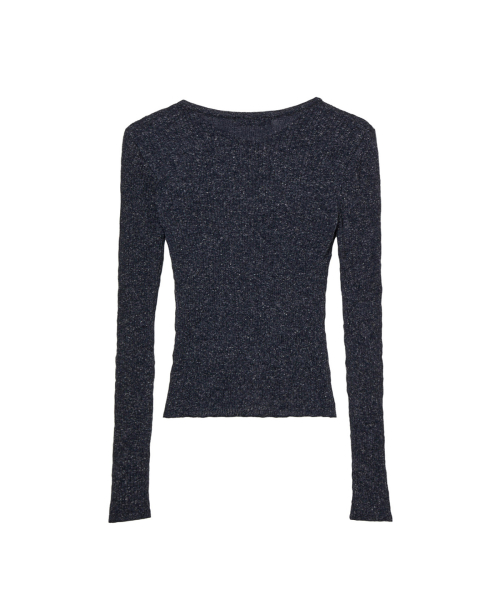BUTTON POINT PLEATS CARDIGAN IN CHARCOAL
