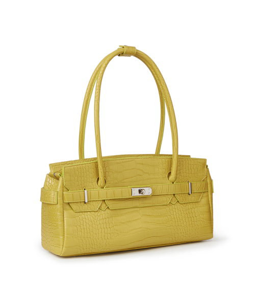 CROCODILE PATTERN TWO-WAY BAG IN MUSTARD