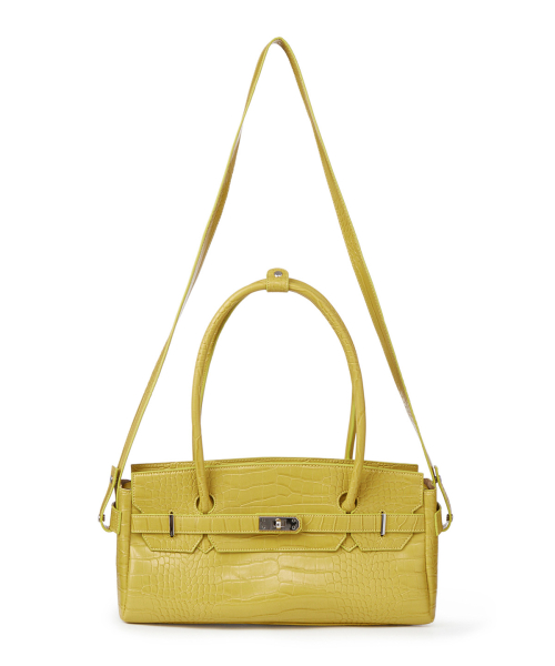 CROCODILE PATTERN TWO-WAY BAG IN MUSTARD