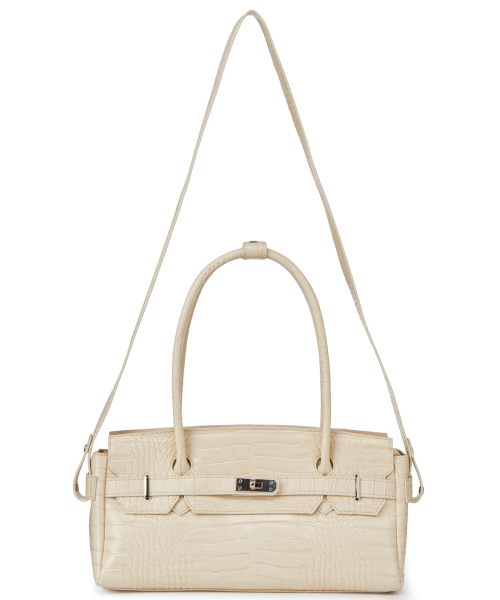 CROCODILE PATTERN TWO-WAY BAG IN CREAM
