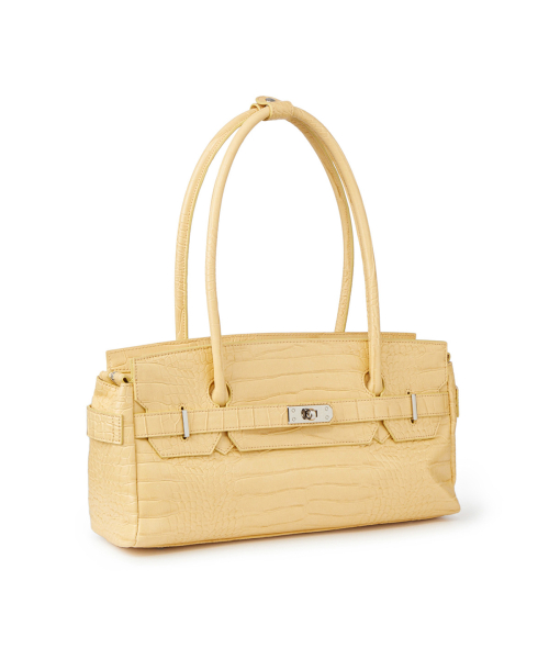CROCODILE PATTERN TWO-WAY BAG IN BUTTER
