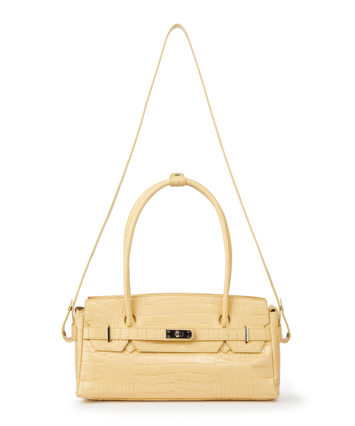 CROCODILE PATTERN TWO-WAY BAG IN BUTTER