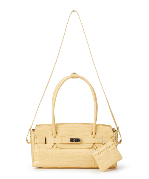 CROCODILE PATTERN TWO-WAY BAG IN BUTTER