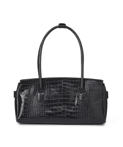 CROCODILE PATTERN TWO-WAY BAG IN BLACK