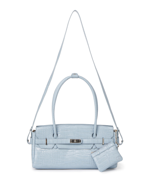 CROCODILE PATTERN TWO-WAY BAG IN SKY BLUE