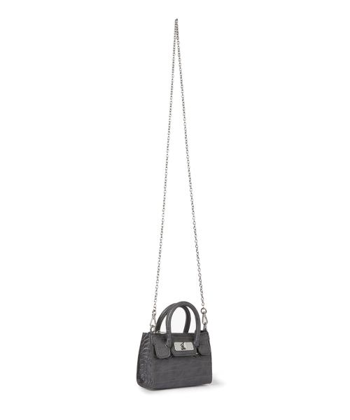 CROCODILE PATTERN CHAIN MINI BAG IN CHARCOAL