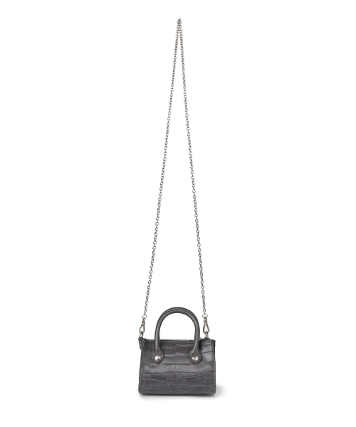 CROCODILE PATTERN CHAIN MINI BAG IN CHARCOAL
