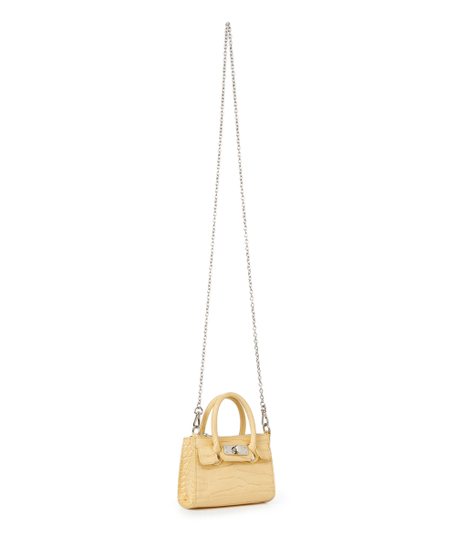 CROCODILE PATTERN CHAIN MINI BAG IN BUTTER