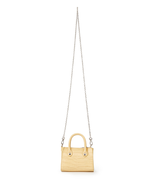 CROCODILE PATTERN CHAIN MINI BAG IN BUTTER