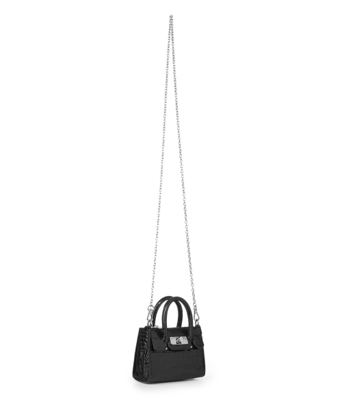 CROCODILE PATTERN CHAIN MINI BAG IN BLACK