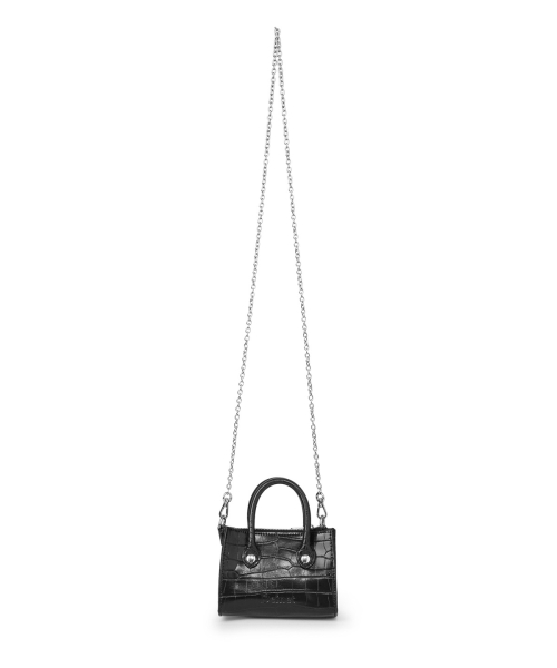CROCODILE PATTERN CHAIN MINI BAG IN BLACK