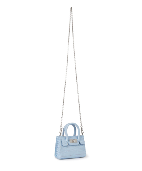 CROCODILE PATTERN CHAIN MINI BAG IN ICE BLUE