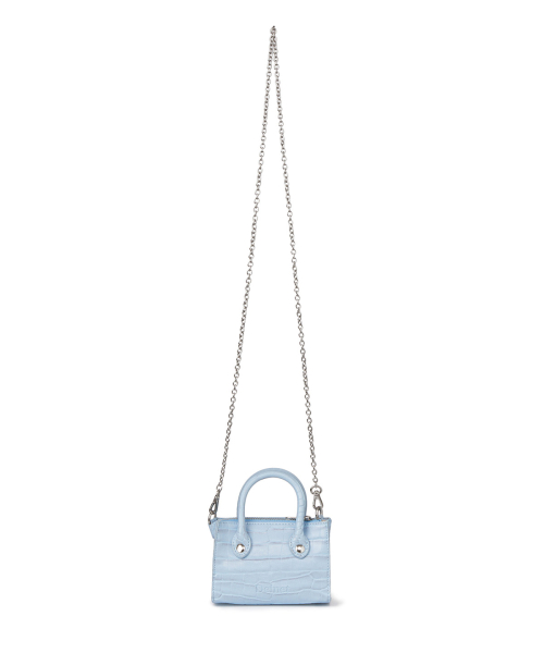 CROCODILE PATTERN CHAIN MINI BAG IN ICE BLUE
