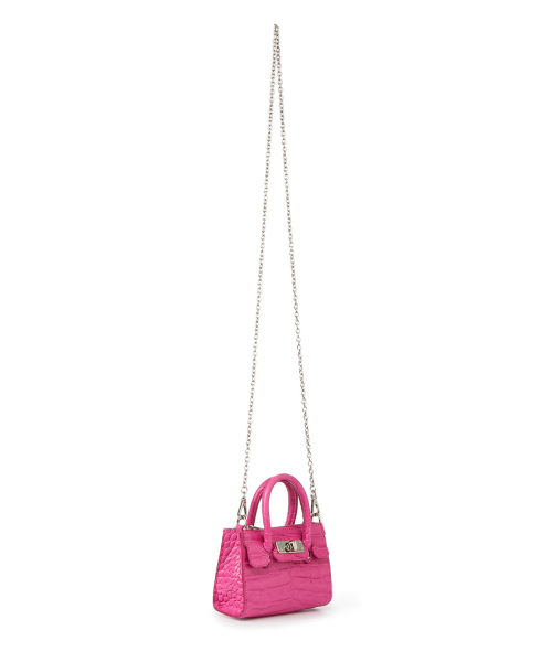 CROCODILE PATTERN CHAIN MINI BAG IN HOT PINK