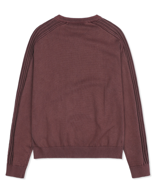 XTK184 슬림핏 빈티지 워싱 니트 집업 (BURGUNDY)