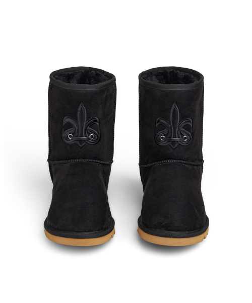 PATCH COLOR FAUX SUEDE BOOTS IN BLACK
