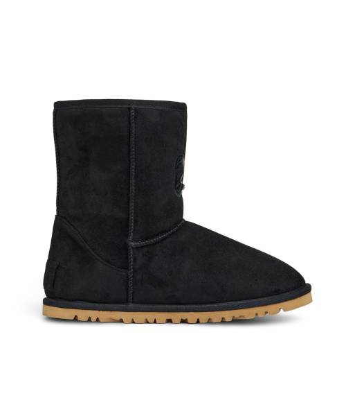 PATCH COLOR FAUX SUEDE BOOTS IN BLACK