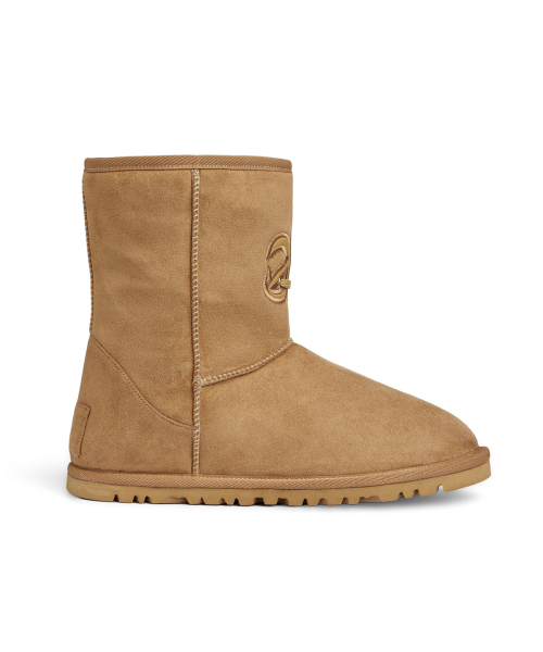 PATCH COLOR FAUX SUEDE BOOTS IN CAMEL