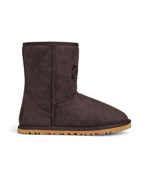 PATCH COLOR FAUX SUEDE BOOTS IN BROWN